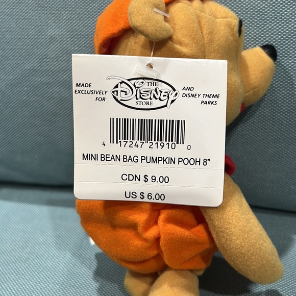 3/$25 The Disney Store Halloween Pumpkin Pooh, mini beanbag 8" - Picture 2 of 6